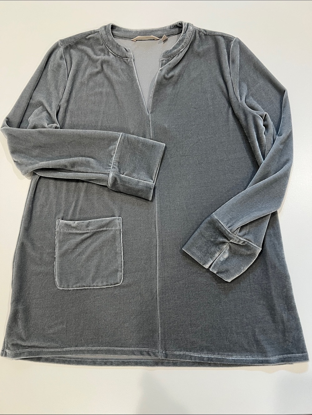 SOFT SURROUNDINGS PM Velvet Sparkle ✨ Long Sleeve Tunic TOP Slate Gray HOLIDAY